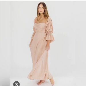 Corrine Tiered Sleeve Ballet Pink Maxi Dress